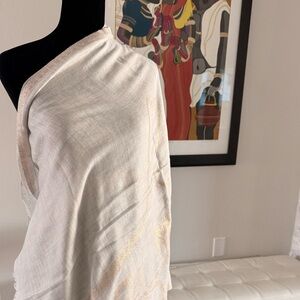 Elegant summer stole cream and gold